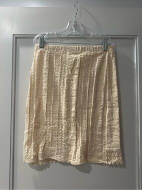 Women’s Cream Textured A-Line Midi Skirt